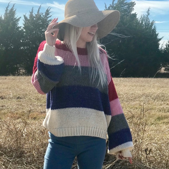 COLOR BLOCK OVER SIZED SWEATER - Picture 2 of 5